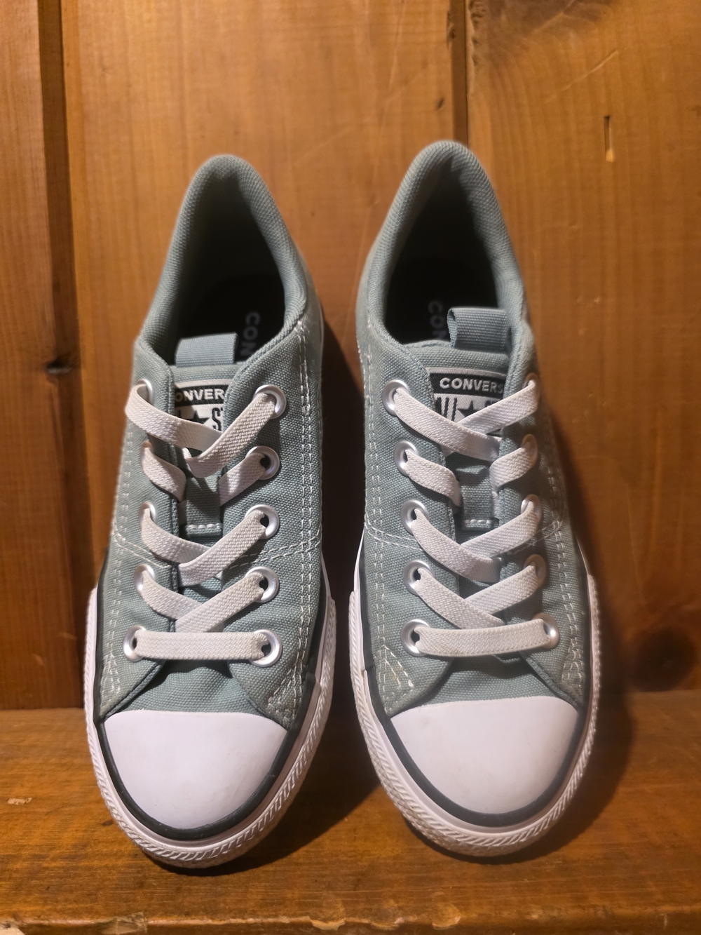 Converse Kids Low Top Sneakers in Sage Green with White Accents